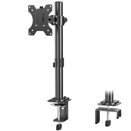 MOUNTUP Single Monitor Mount, Adjustable Monitor Stand for Max 32 Inch Flat Curved Computer Screen, Monitors Arm Desk Mount Fit VESA 75x75& 100x100, up to 17.6lbs, with C-Clamp and Grommet Base, Black - size: Desk Mount