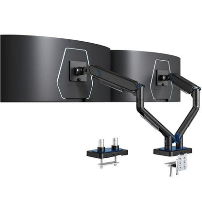 ARES WING 17-45 Inch Monitor Arm Ultrawide Dual Monitor Mount, Black | Heavy Duty Mechanical Spring Monitor Stand Adjustable Arms Holds up to 44lbs, 75/100 VESA Mount with Clamp/Grommet Base - color: Black, style: Non RGB