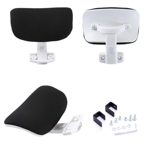Universal Office Chair Headrest Attachment,Ajustable Height Angle Desk Chair Neck Support Pillow,Clip on Executive Chair Mesh Head Rest (Black-White Back,clamp Inner Diameter 0.87"/2.2 cm) - color: Black-white Back, size: clamp inner diameter 0.87"/2.2 cm