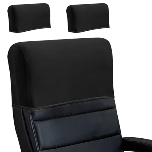 Stretch Office Chair Headrest Cover, Milk Silk Headrest Protector for Office Chairs, Head Rest Covers for High Back Computer Chairs, Furniture, Recliner Chair, 2 Pack, Black - color: Milk Silk, Black, size: 2 Pack