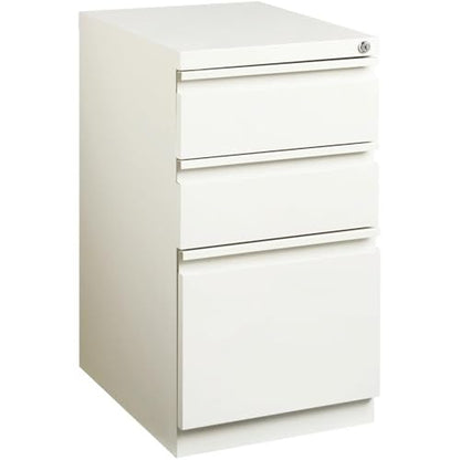Pemberly Row 3 Drawers 27.75" Vertical White Metal Filing Cabinet Lockable Pre-Assembled Stationary Letter Size for Home, Office - color: White