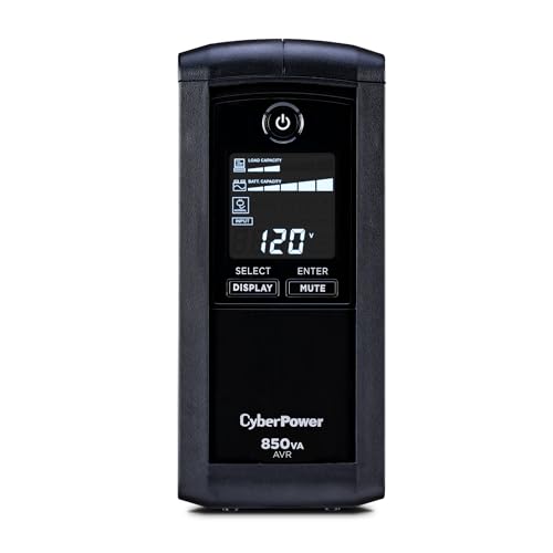CyberPower CP850AVRLCD Intelligent LCD UPS Battery Backup | Surge Protector, 850VA/510W, 9 Outlets, AVR, Mini-Tower - size: 850VA
