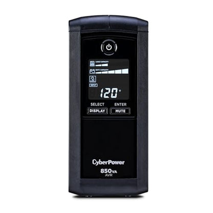 CyberPower CP850AVRLCD Intelligent LCD UPS Battery Backup | Surge Protector, 850VA/510W, 9 Outlets, AVR, Mini-Tower - size: 850VA