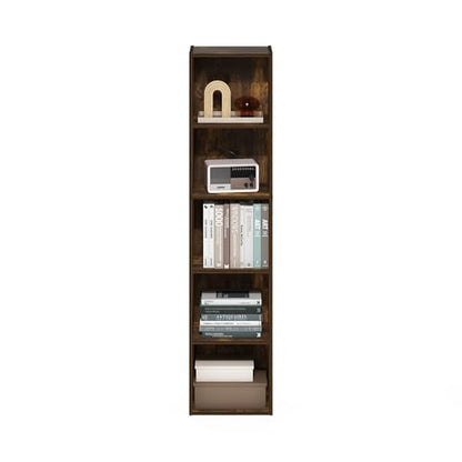 Furinno PASIR Book Shelf, 5-Tier Modern Bookshelf, Open Shelves Bookcase 9 x 12 x 52, Easy Assembly, for Living Room, Bedroom, Home Office, Amber Pine - color: Amber Pine, size: 5-Tier Cube