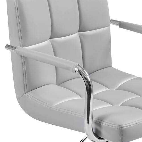 Yaheetech Bar Stool, Swivel with Backs, Adjustable Height, Light Gray - color: Light Grey, size: Set of 1