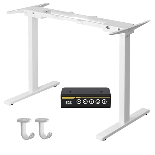 Dual Motor Standing Desk Frame for 40-63 in Tops, 264 lb, White | Frame Only, Fits 40-63 x 24-28 in Tops, 28.3-46.5 in Height, 2+3 Controls, ≤45 dB, 264 lb Capacity - color: White
