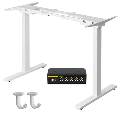 Dual Motor Standing Desk Frame for 40-63 in Tops, 264 lb, White | Frame Only, Fits 40-63 x 24-28 in Tops, 28.3-46.5 in Height, 2+3 Controls, ≤45 dB, 264 lb Capacity - color: White