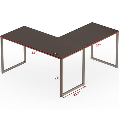 SHW Mission 55 x 60 L-Shape Home Office Computer Desk, Espresso - color: Espresso, size: 55-Inch L-Shaped