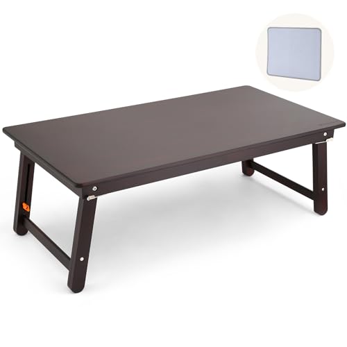 Nnewvante Large Size Floor Desk, Folding Low Coffee Table, Black Walnut - color: Black Walnut, size: 33.5 inch