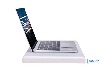 Rocelco 19" Portable Laptop Riser, Height Adjustable Travel Standing Desk Converter, Premium Compact Sit Standup Keyboard Monitor Rising Workstation with Carry Bag, White R PDRW