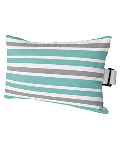 Outdoor Pillow for Lounge Chair with Strap & Insert Teal Green, White and Grey Stripes Recliner Head Pillow Striped Waterproof Headrest Patio Lumbar Pillows for Beach Pool Office Chaise Chair 11x16 - color: Stripe62661, size: 1 Pack - 11"x16"