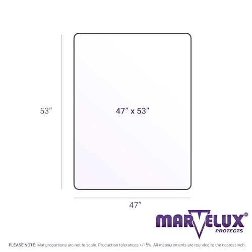 Marvelux Office Chair Mat for Carpeted Floors, Heavy Duty Polycarbonate for Medium Pile Carpets, Rectangular 47" x 53" Clear Office Chair Carpet Protector - size: 47" x 53"