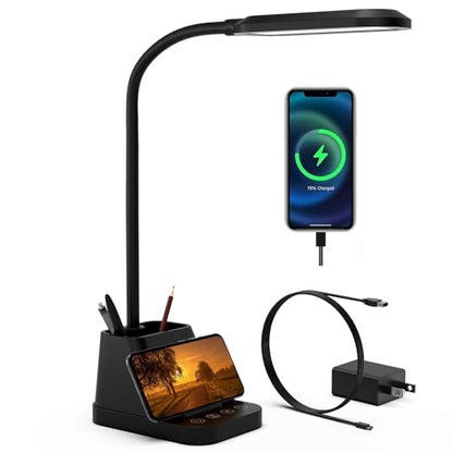 AXX LED Desk Lamp with USB Charging Port for College Dorm Room - color: Black