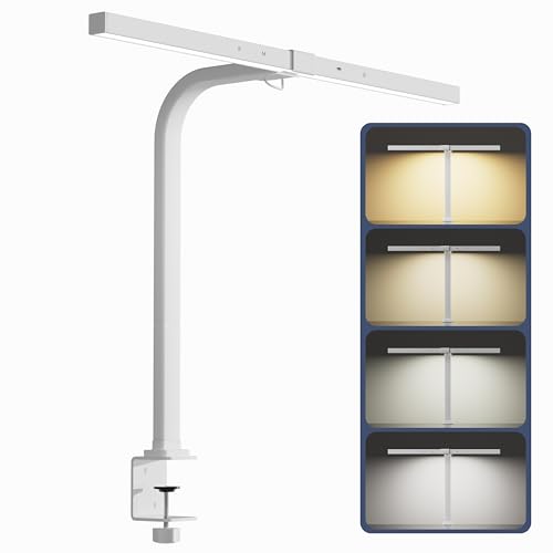 deeloop LED Desk Lamp, CRI95+ Eye-Care Light, Auto Dimming, Clamp Lamp | Smart workspace lighting with automatic brightness adjustment, accurate colors, and reduced glare for comfortable screen use - color: white-48cm