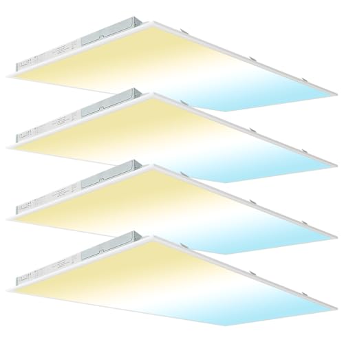 kadision 2x4 LED Flat Panel Light, 60W/50W/40W/30W/25W Adjustable, 5000K/4000K/3500K Selectable, 6600lm Dimmable LED Drop Ceiling Light Fixture, 100-277V ETL-Listed, 4-Pack