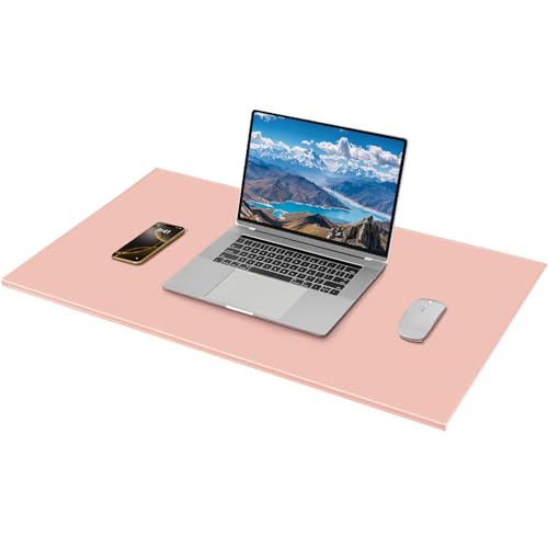AKOZLIN 35.4"x 18.9" Soft PU Leather Surface Office Desk Mouse Mat Anti-Push Pad with Full Grip Fixation Lip Table Blotter Edge-Locked Protector Pink - color: Pink, size: 35.4"x18.9"