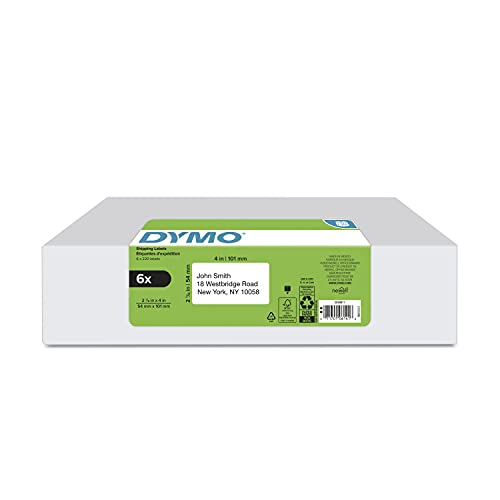 DYMO Authentic LW Standard Shipping Labels for LabelWriter Label Printers, White, 2-1/8" x 4", 6 Rolls of 220 (1320 Total) - size: 6 Rolls
