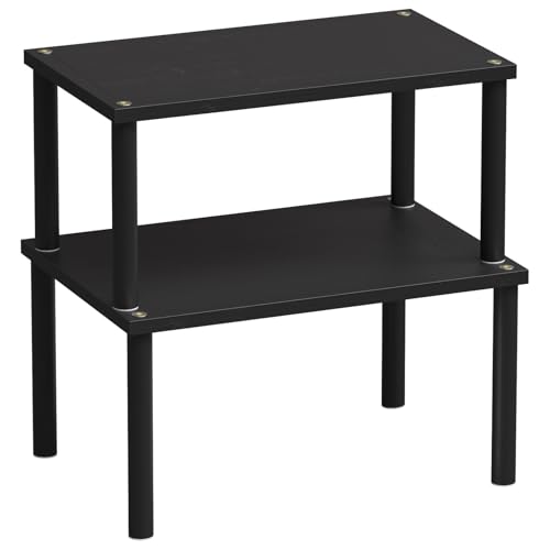 VERTORGAN 2 Pack Cabinet Organizer Shelf,Bamboo Countertop(Medium,Black) - color: Black, size: 11.8"W