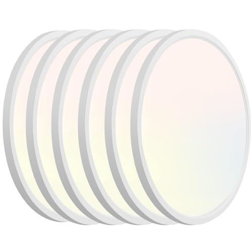 Hlite 9 Inch LED Flush Mount Ceiling Light,1800LM,6 Pack,3CCT | 18W 3000K/4000K/5000K Selectable,Super Slim,Low Profile Round Ceiling Light Fixtures for Kitchen,Bedroom,Hallway,White - color: White, size: 9 inch-6