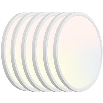 Hlite 9 Inch LED Flush Mount Ceiling Light,1800LM,6 Pack,3CCT | 18W 3000K/4000K/5000K Selectable,Super Slim,Low Profile Round Ceiling Light Fixtures for Kitchen,Bedroom,Hallway,White - color: White, size: 9 inch-6