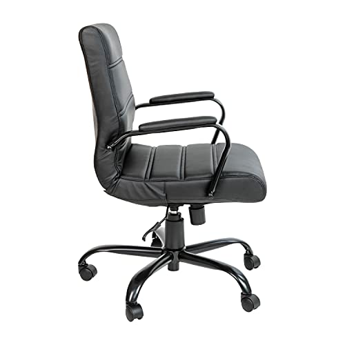 Flash Furniture Mid-Back LeatherSoft Executive Office Chair, Black/Black - color: Black