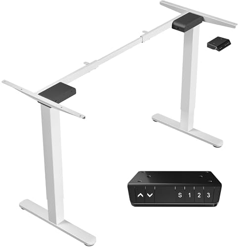 VIVO Electric Dual Motor Standing Desk Frame for 41 to 82 inch Table Tops, Frame Only, Ergonomic Standing Height Adjustable Base with Push Button Memory Controller, White, DESK-V122EW - color: White