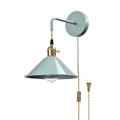 Sea Green Iron Plug-in Dual Mount Wall Sconces, 2-Pack - color: Plug in Sea Green*2Pcs