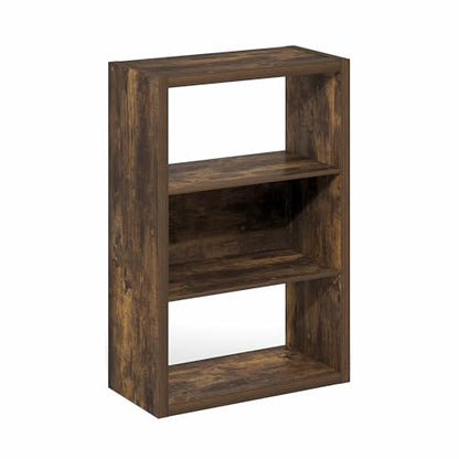 Furinno Viola Book Shelf, 3-Tier Bookshelf, Extra Thick Frame Bookcase with Open Shelf, Open Back Design, 11.3" x 23.2" x 35.9", for Living Room, Bedroom, Home Office, Amber Pine - color: Amber Pine, size: 3-Tier, Thick Frame