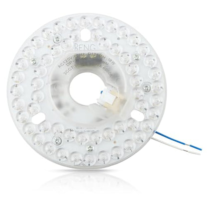 Ceiling Fan LED Light Replacement Disc 18W 4.9 in 120V 3CCT | Hardwired dimmable ceiling fan LED replacement panel with 3 CCT 3000K 4000K 5000K and anti-glare PC diffuser - size: 4.92 inch