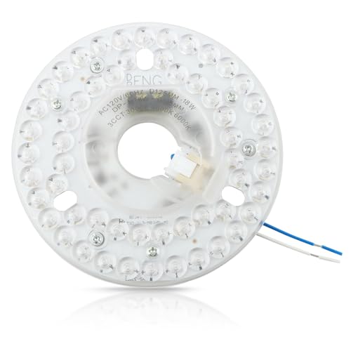 Ceiling Fan LED Light Replacement Disc 18W 4.9 in 120V 3CCT | Hardwired dimmable ceiling fan LED replacement panel with 3 CCT 3000K 4000K 5000K and anti-glare PC diffuser - size: 4.92 inch