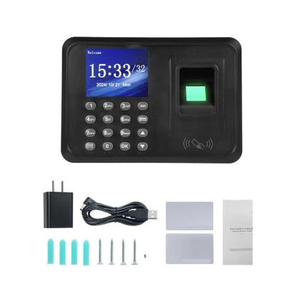 2.4 Inch TFT Color Screen Biometric Time Clock Attendance Machine for Employees Access Control Machine 1000pcs Password Cards(EU) - color: Eu