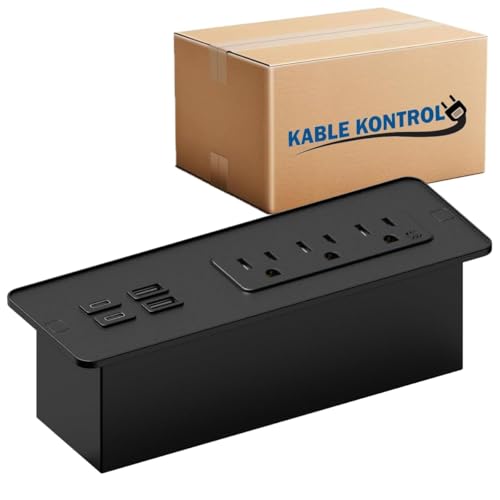 Kable Kontrol Recessed Power Strip with Fast Charging 2 PD65W USB-C Ports, 2 USB-A Ports, 3 Power Desk Outlets, Flush Mount Furniture Charging Station Grommet for Side Table, End Table - Black, 20 Pcs - color: Black, size: 20
