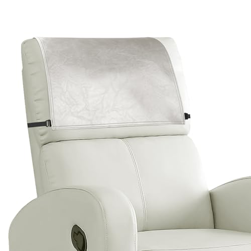 Headrest Cover for Recliner Chair Recliner Headrest Protector Faux Leather Headrest Cover with Elastic Straps Couch Headrest Covers for Furniture Sofa Protector 17 x 27In(Beige) - color: Beige, size: 17x27 in