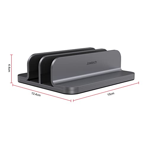 JOKItech Dual Aluminum Vertical Laptop Stand Organizer, Sturdy Notebook Computer Holder Stand Compatible with New Liquid Retina XDR Apple MacBook Air/Pro/Neo, Mac mini, Apple TV & iPad Pro - Spacegray - color: SpaceGrey