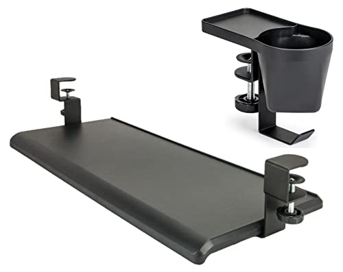 Max Smart Ergonomic Small Clamp On Keyboard Tray and Clamp on Cup Holder