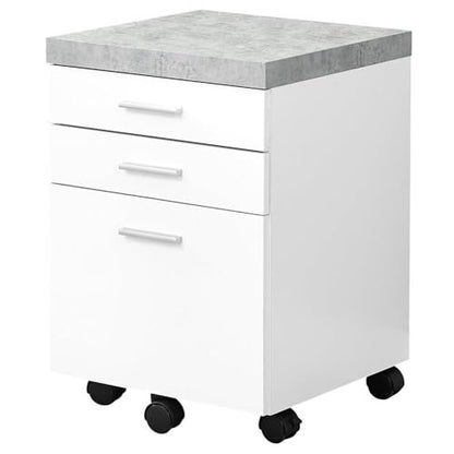 Monarch Specialties I 7051 File Cabinet, Rolling Mobile, Storage Drawers, Printer Stand, Office, Work, Laminate, Grey, White, Contemporary, Modern - color: White/Grey