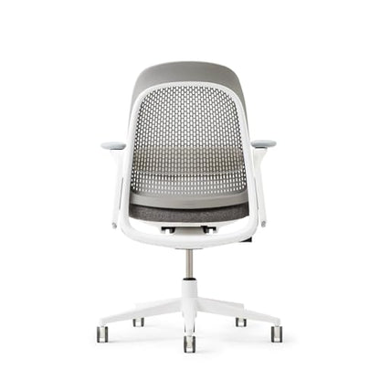 Haworth Breck Ergonomic Office Chair, Home Office Desk Chair, Stone | Computer Desk Chair with Height-Adjustable Lumbar Support, White Trim, Duo-Tone Hard Casters, and 4D-Arms - color: Stone, style: White Trim