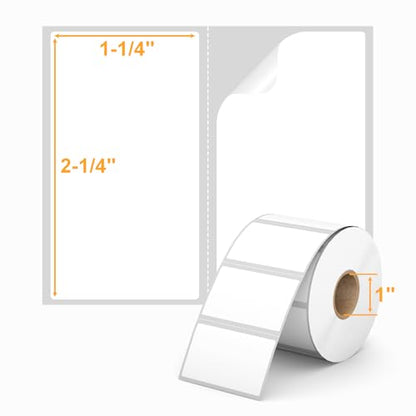 (12,000 Labels/12 Rolls) Labelebal 12 Rolls,1000/Roll -Zebra 2.25" X 1.25” Direct Thermal Labels - Perforated Stickers for Barcode Address, Compatible with Zebra & Rollo & MUNBYN Desktop Printer - color: Zb-2.25''x1.25''-12000