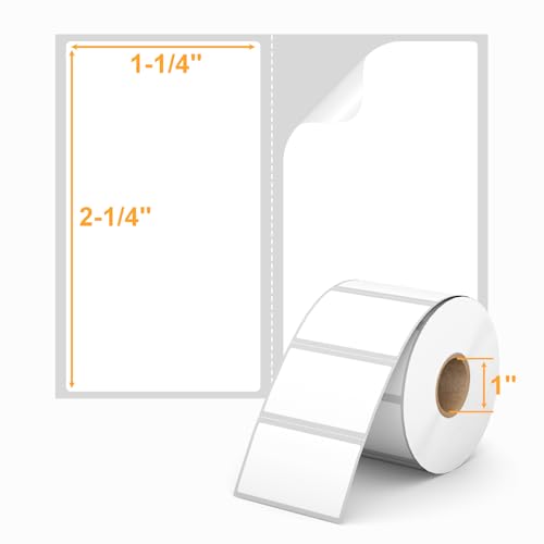 (12,000 Labels/12 Rolls) Labelebal 12 Rolls,1000/Roll -Zebra 2.25" X 1.25” Direct Thermal Labels - Perforated Stickers for Barcode Address, Compatible with Zebra & Rollo & MUNBYN Desktop Printer - color: Zb-2.25''x1.25''-12000