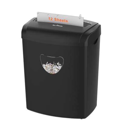 Suntiko 12 Sheet Home Office Cross Cut Shredder Black | P-4 Security Level, Jam-Proof System, 6.6Gal Bin, Shredder for Paper/Credit/Card/Mail，ETL Certified