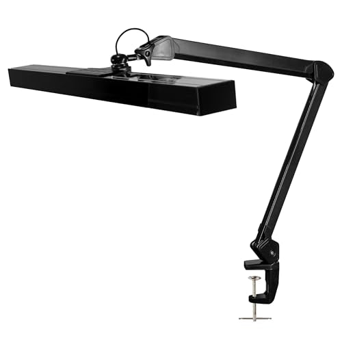 Neatfi 3,000 Lumens Ultra LED Desk Lamp with Clamp, 30W Dimmable Monitor Light, 5 Brightness Levels & 5 Light Modes (Black, 28 Inches with Metal Arm) - color: Black, size: 28 Inches with Metal Arm