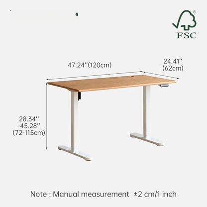 Electric Standing Desk, Height Adjustable Sit Stand Up Solid Wood Home Office Computer Desk, for Study Gaming Writing Study Bedroom Rising Desks 47.24" W - color: Natural Wood-electric Height Adjustable, size: 47.24"W