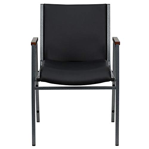 Flash Furniture 4 Pack HERCULES Series Heavy Duty Black Vinyl Stack Chair with Arms - color: Black Vinyl, size: Set of 4
