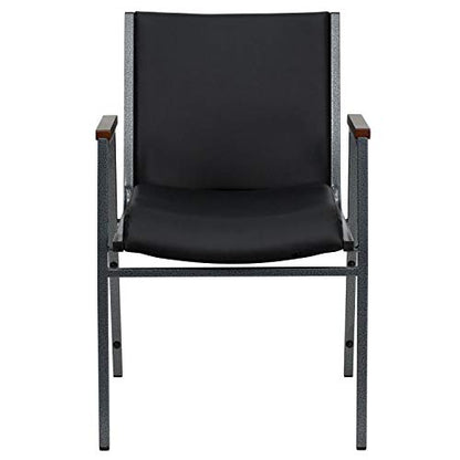 Flash Furniture 4 Pack HERCULES Series Heavy Duty Black Vinyl Stack Chair with Arms - color: Black Vinyl, size: Set of 4