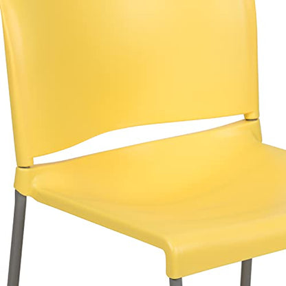 Flash Furniture HERCULES Series 5 Pack 880 lb. Capacity Yellow Full Back Contoured Stack Chair with Gray Powder Coated Sled Base | Sled Base, Powder Coated, Contoured, 880 LBS. Weight Capacity - color: Yellow, size: Set of 5