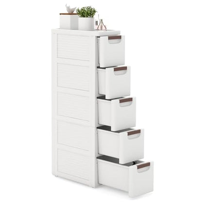 LOKO 5-Drawer Narrow Storage Cabinet, Slim Rolling Cart (7.5"x16.5"x36") - size: 7.5"x16.5"x36" (5 Drawer)