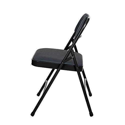 OEF Furnishings OEF2200 Series Heavy-Duty Premium Fabric Padded Upholstery Double-Hinged Folding Chairs (4-Pack, Classic Black) - color: Black