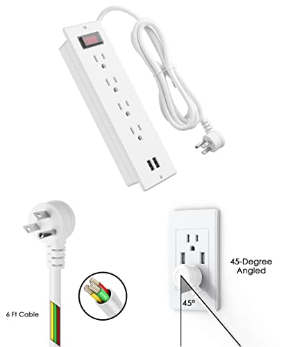 Conference Recessed Power Strip Waterproof,Furniture Recessed Power Strip with 4 Outlets,2 USB,Table Surge Protector,Flush Mount Water Resistant,6ft Cable with Flat Plug - color: White, size: 4 Outlets