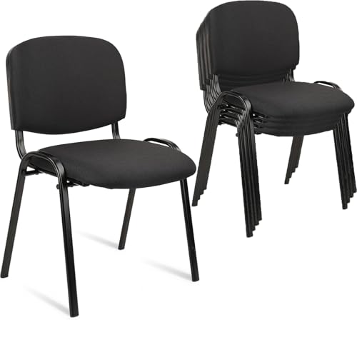 CLATINA Stackable Waiting Room Chairs, Cloth Fabric Guest Reception Chair with Upholstered Thickene Seat and Back Support, Stacking Chair Metal Leg for Office School Church Conference, Black, 5 Pack - color: Black, size: 5 Pack