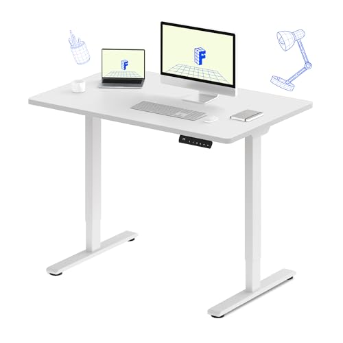 FLEXISPOT E3 Dual Motor Electric Standing Desk 48 x 24 Sit Stand Up Desk, Holds 220 lbs, Adjustable Height w/Memory Presets, One-Piece White Desktop & White Frame, Ships in 2 Boxes - color: White Frame + White Top, size: 48"x24" Whole-piece